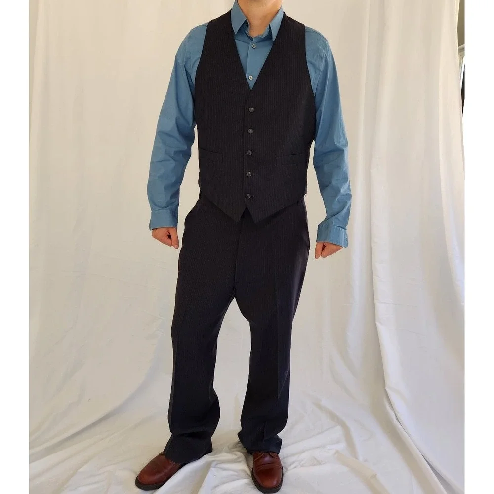 Vintage‎ Blue 3 Piece Pinstripe Suit